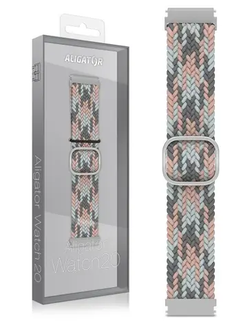 Aligator Textilband 20mm / rosa-grau