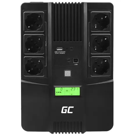Grüne Zelle 800VA | 480W / AiO Backup-Stromversorgung / 2-6ms / 12V/9Ah / 6x Schuko