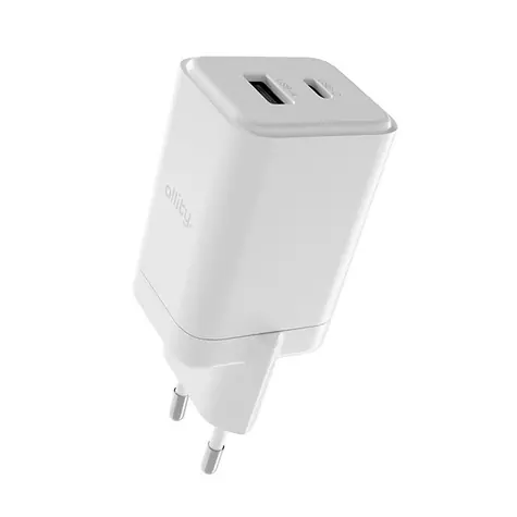 Allity ATC-01-45WAC Dual USB Schnellladegerät GaN 45W weiß / 1xUSB-A / 1xUSB-C / PD / QC