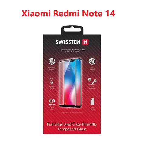 Swissten FULL GLUE COLOR FRAME CASE FRIENDLY Glas für XIAOMI REDMI NOTE 14 5G schwarz