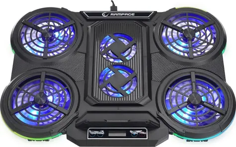 Rampage PROTE R6 grau / Kühlpad / für Laptops 10 - 17" / 6x Lüfter / Handyständer / RGB