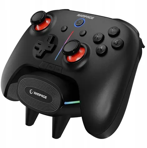 Rampage Hydra Pro schwarz / kabelloses Gamepad / für PC & Switch & Smartphone / Vibration / Bluetooth / 2,4GHz / USB-C