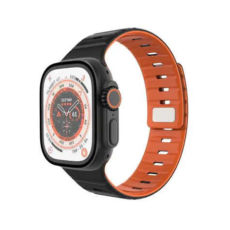 FIXED Silikon-Magnetarmband für Apple Watch 44/45/46/49 mm schwarz