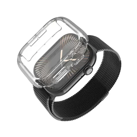 FIXED Pure Watch Schutzhülle mit gehärtetem Glas für Apple Watch Series 10 46 mm, klar