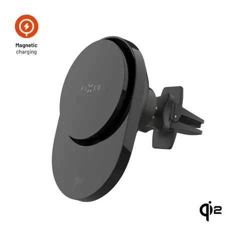 FIXED MagAir Autohalterung mit kabelloser Ladefunktion, MagSafe-Halterung und Qi2-Standard, 15 W, Schwarz