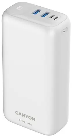 Canyon CNE-CPB301W weiß / Powerbank / 30000mAh / QC 3.0 & PD 20W / 1x USB-C / 2x USB-A