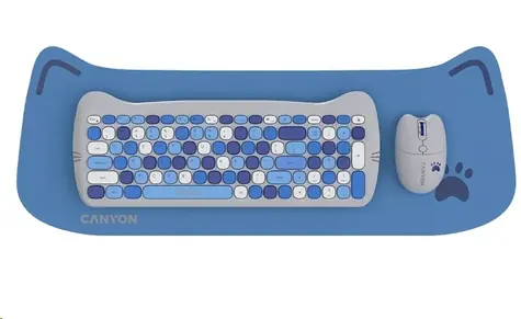 Canyon Kitty Edition HSET- W6 blau / Wireless SET CS Tastatur + optische Maus + Schutzhülle + Pad