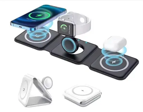 1stCool kabelloses, tragbares QI-Ladegerät 3-in-1 / MagSafe-kompatibel / USB-C