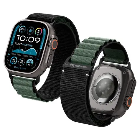 Spigen Textilarmband (Hakenverschluss) für Apple Watch 49 mm/46 mm/45 mm/44 mm, grün