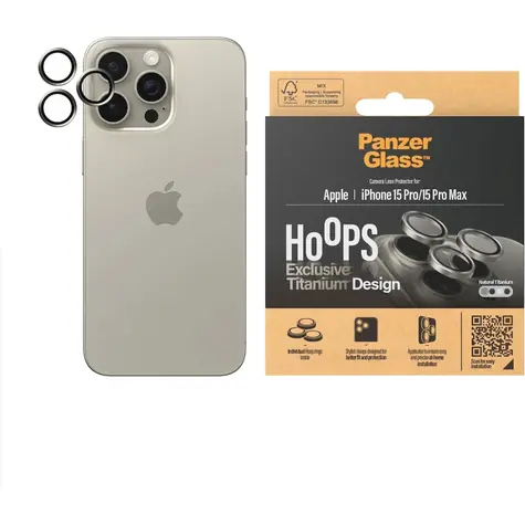 PanzerGlass HoOps Kameralinsenschutzringe für Apple iPhone 16 Pro/15 Pro/16 Pro Max/15 Pro Max