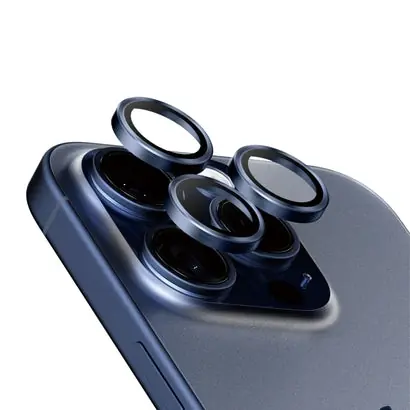 PanzerGlass HoOps Kameralinsenschutzringe für Apple iPhone 16 Pro/15 Pro/16 Pro Max/15 Pro Max - Blaues Titan