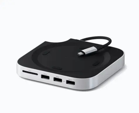 Satechi Mac Mini M4 Ständer & Hub mit SSD-Gehäuse, weiß / USB-C / 3x USB-A / für M.2 NVMe SSD