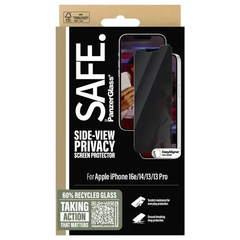 PanzerGlass SAFE Ultra-Wide Fit Sichtschutzglas für iPhone 16e/14/13/13 Pro