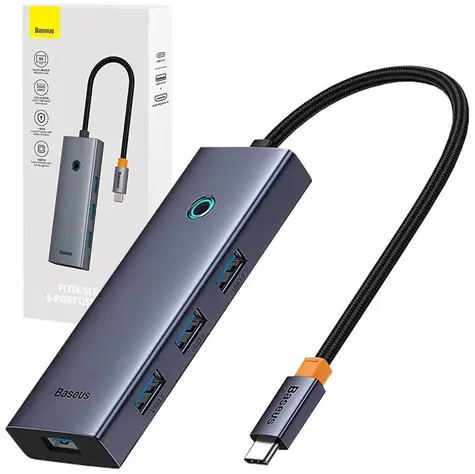 Baseus B00052809813-00 UltraJoy 5-in-1 USB-C-Hub mit 1x HDMI und 4x USB 3.0, grau