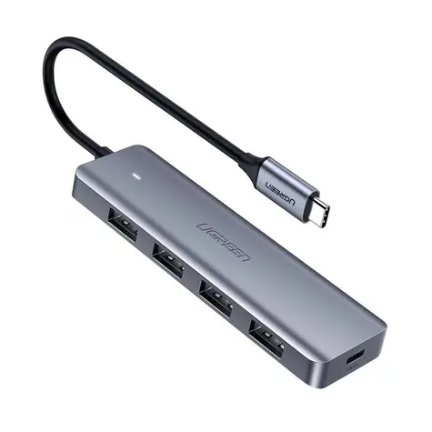 Ugreen USB-C 3.0 auf 4 Ports Hub grau / 4X USB-Hub / bis zu 5 Gbit/s