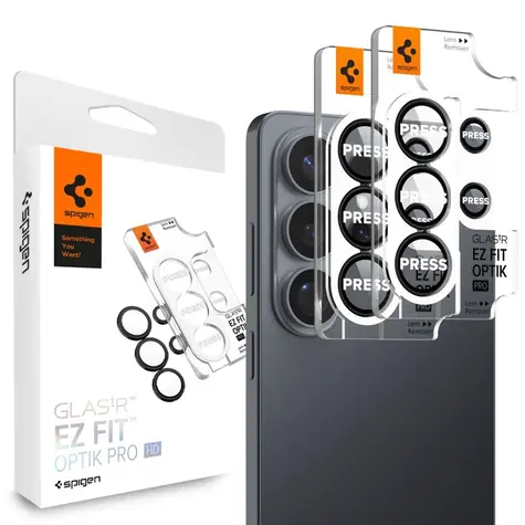 Spigen Glass tR EZ Fit Optik Pro HD gehärtetes Glas für die Kameralinse des Samsung Galaxy S26 (2 Stück, schwarz)