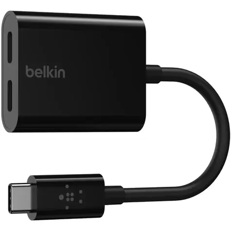 Belkin USB-C Audio-/Stromadapter schwarz / 2x USB-C / 60 W