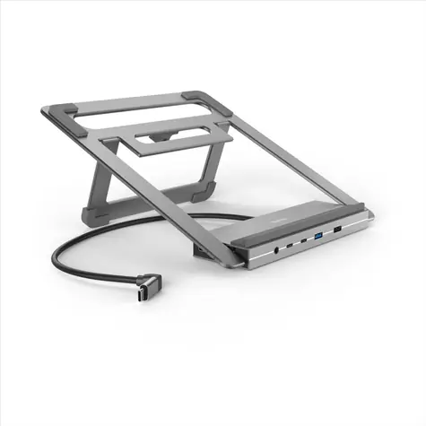 HAMA USB-C Dockingstation und Laptopständer Connect2Office Stand, grau / 12 Anschlüsse