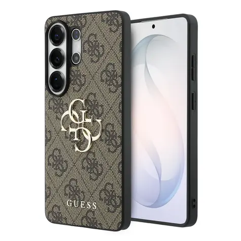 Guess PU 4G Metall Logo -Rückseite für Samsung Galaxy S26 Ultra Braun