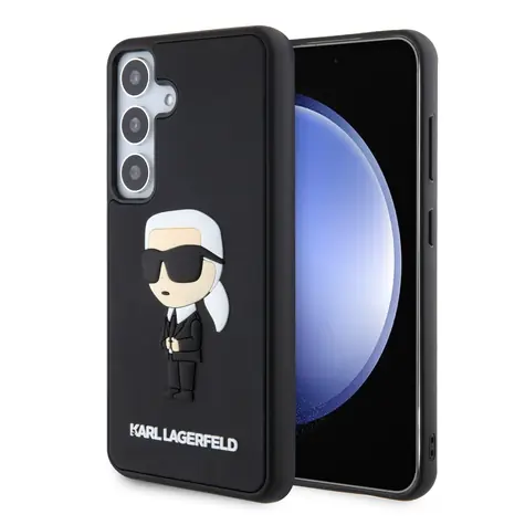 Karl Lagerfeld 3D Gummi Ikonik Rückseite für Samsung Galaxy S24 Schwarz