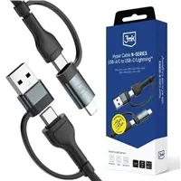 3mk Hyper Kabel N-SERIES 2 in 2 USB-A/USB-C - USB-C/Lightning 1,2 m 9 V/2 A 60 W schwarz