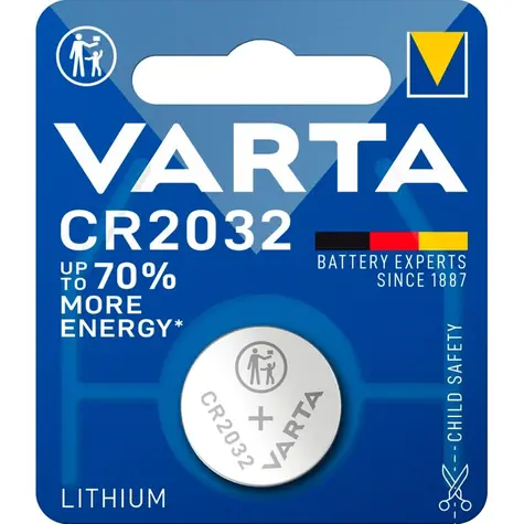 Varta Knopfzellenbatterie CR2032, 100 Stück / 3,0 V / 230 mAh / Lithium / in Box