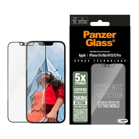 PanzerGlass Ceramic II Apple iPhone 17e/16e/14/13/13 Pro mit Installationsrahmen