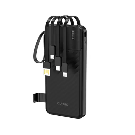 Dudao K11 10000mAh schwarz / Powerbank / 64W / mit integrierten USB-A-, USB-C-, Lightning- und Micro-USB-Kabeln