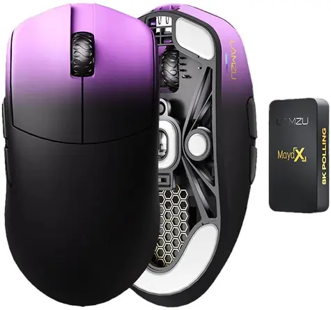 Lamzu Maya X schwarz/lila / kabellose Gaming-Maus / 30000 DPI / 5 Tasten / USB-C