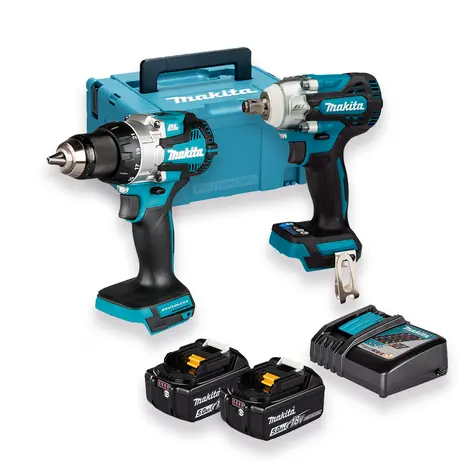 Makita DLX2533TJ / Akku-Werkzeugset: DDF489 + DTW300 + MAKPAC + Ladegerät + 2 x 5,0-Ah-Akkus