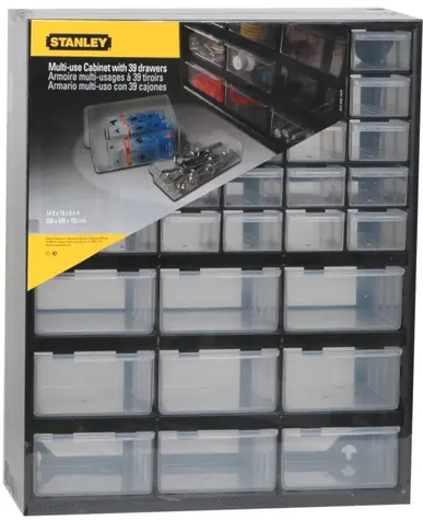 Stanley 1-93-981 Schubladen-Organizer / 39 Schubladen (30 kleine und 9 große) / Abmessungen 36,5 x 16 x 44,5 cm