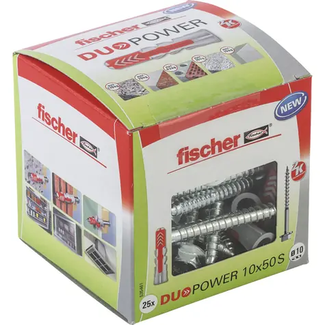 fischer DuoPower 10x50 S LD Dübel mit Schrauben 25 Stk