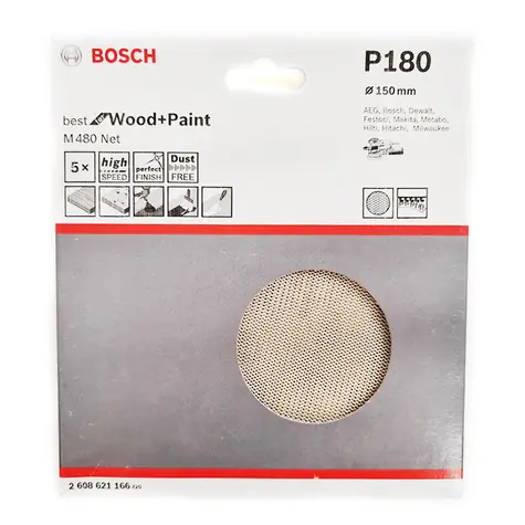BOSCH M480 Best for Wood and Paint 2608621166 / Schleifpapier / 150 mm / Körnung 180 / 5 Stück