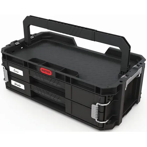 Keter Connect schwarz / Koffer mit 2 Schubladen / 31 x 18 x 54 cm