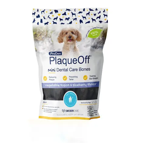 ProDen PlaqueOff Mini Dental Bones pflanzlich mit Blaubeergeschmack 340g