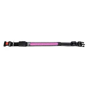 Flamingo LED-Nylonhalsband rosa mit USB-Aufladung - 48 cm