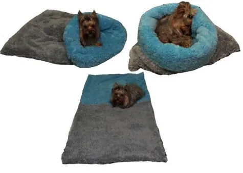 Marysa DE LUXE Bett 3 in 1 für Hunde grau-hellblau - Größe XL