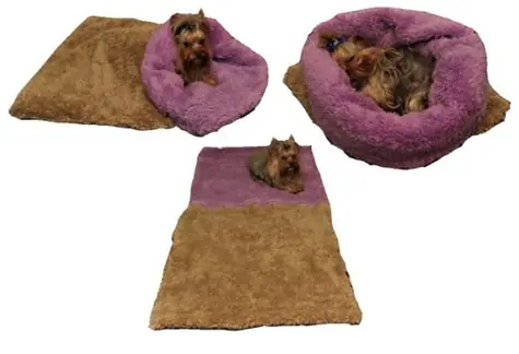Marysa DE LUXE Bett 3 in 1 für Hunde dunkelbeige-lila - Größe XL
