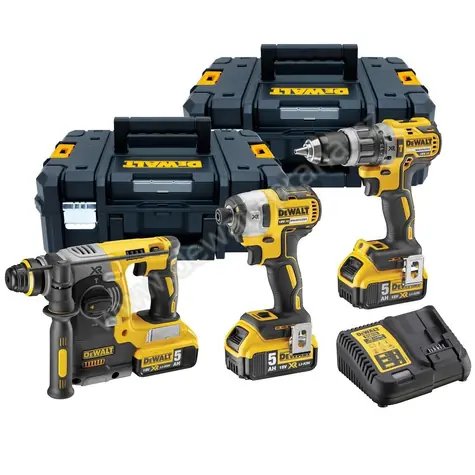 DeWalt DCK368P3T / Akkupack DeWalt DCD796 + DCF887 + DCH273 / 3x Aku 5.0Ah / 2x Koffer / Ladegerät