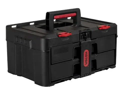 Keter Stack'N'Roll Box mit Schubladen, schwarz / 2 Schubladen / 48,1 x 23,3 x 33,2 cm / Angebot