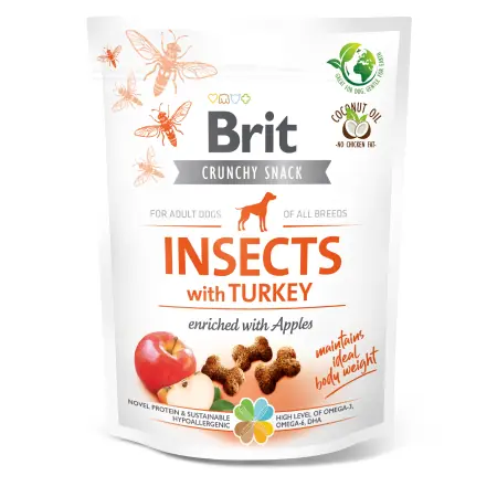 Brit Care Dog Crunchy Cracker. Insekten mit Truthahn und Äpfeln 200 g / Funktionelle Leckerbissen für Hunde