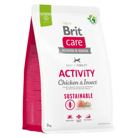 Brit Care Dog Sustainable Activity Chicken & Insect 3 kg / Alleinfuttermittel für Hunde / Beansprucht den Bewegungsapparat