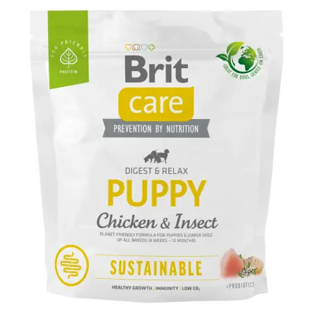 Brit Care Dog Sustainable Puppy Chicken & Insect 1 kg / Alleinfuttermittel für Hunde / 4 Wochen - 12 Monate