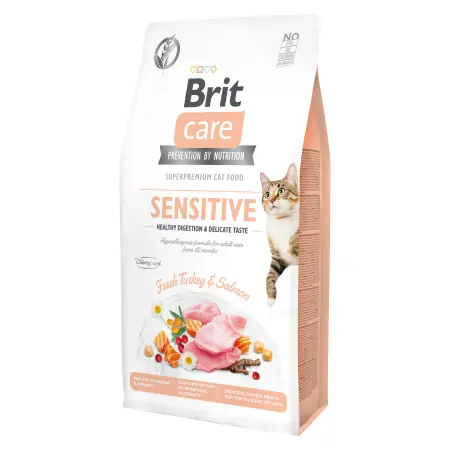 Brit Care Cat Grain-Free Sensitive, gesunde Verdauung und zarter Geschmack, 7 kg / Katzen mit empfindlicher Verdauung
