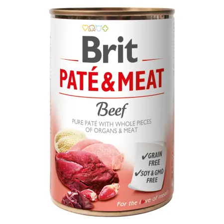 Brit Pâté & Meat Beef 400 g / Dose für Hunde / 70 % Rind und Pute / Reine Fleischpastete mit Innereien- und Fleischstücken