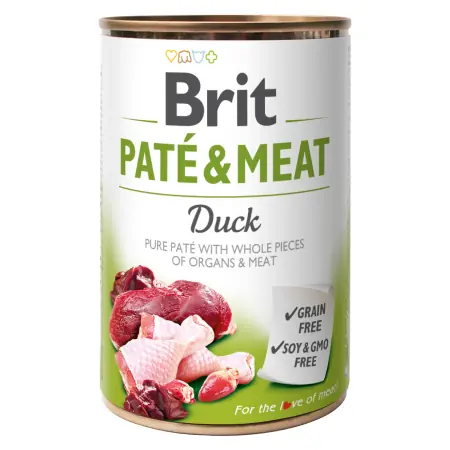Brit Pâté & Meat Duck 400 g / Dose für Hunde / 70 % Ente und Huhn / Reine Fleischpastete mit Innereien- und Fleischstücken