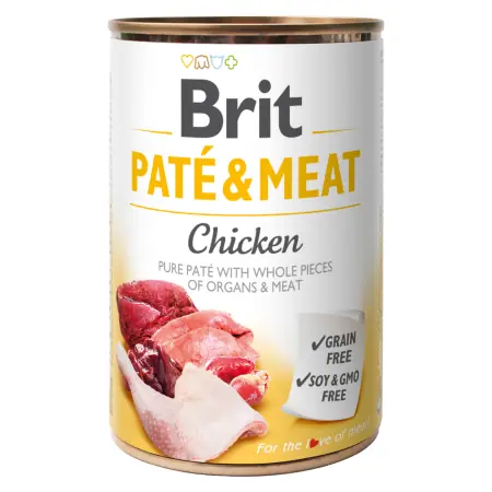 Brit Pâté & Meat Chicken 400 g / Dose für Hunde / 70 % Huhn und Rind / Reine Fleischpastete mit Innereien- und Fleischstücken