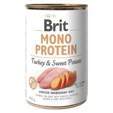 Brit Mono Protein Truthahn & Süßkartoffel 400 g / Dose für Hunde / 100 % reines Truthahnprotein