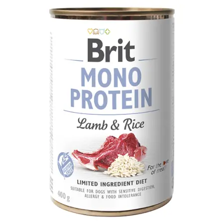Brit Mono Protein Lamb & Brown Rice 400 g / Dose für Hunde / 100 % reines Lammprotein mit Reis