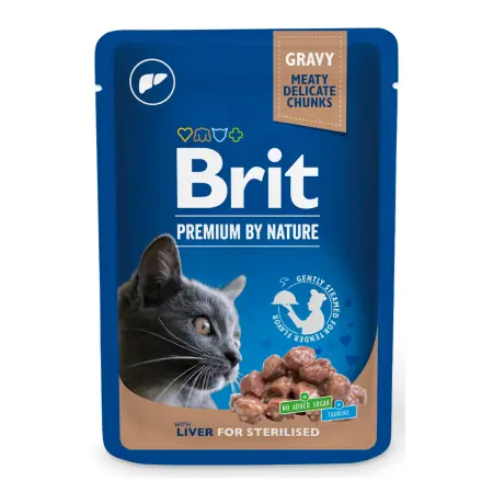 Brit Premium Cat Pouches Leber für sterilisierte 100 g / Beutel für Katzen